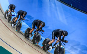 Womens 4000m pursuit team win silver int eh final against Australia. Track Cycling, Anna Meares Arena, Commonwealth Games, Gold Coast, Australia. Thursday 5 April, 2018. Copyright photo: John Cowpland / www.photosport.nz