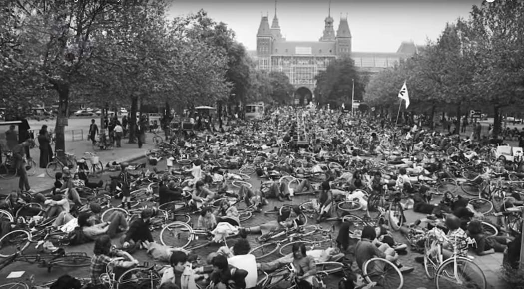 Bicycle protest in The Netherlands, 1970.
