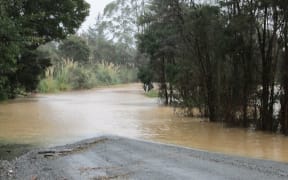 110714. Photos Steve McMillan. Flooding in Pipiwai. The Pipiwai Road end of Moore Road