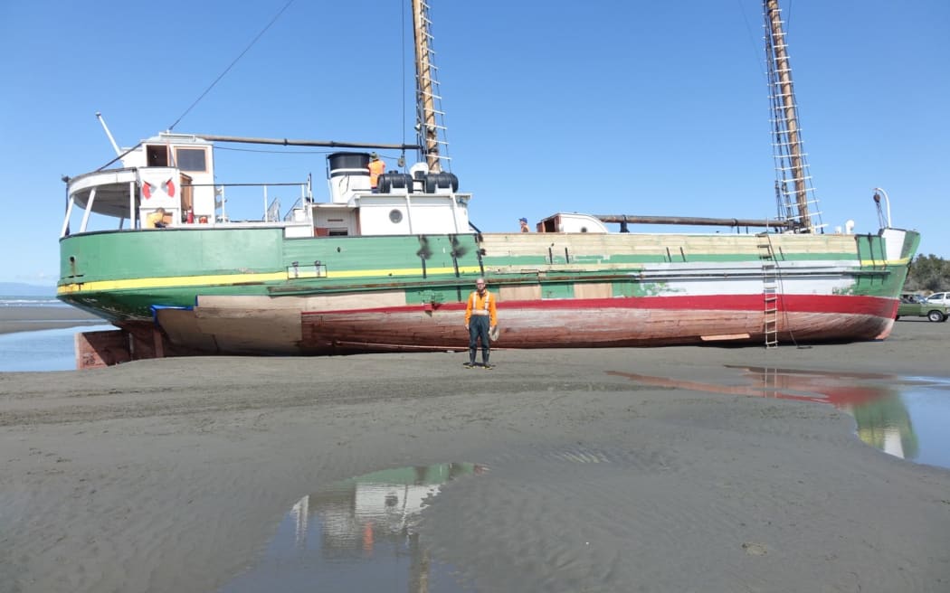Regional harbour master Jim Dilley at the scene of the Tuhoe stranding.