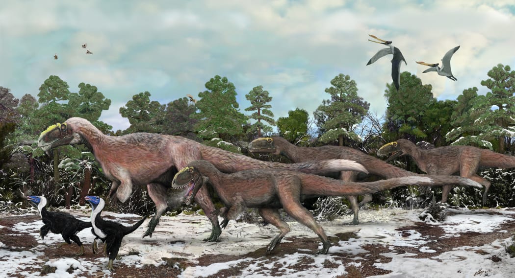 Border patrol. A nine-metre-long early relative of T. rex that stalked the Early Cretaceous of northern China, Yutyrannus was the first truly terrifying feathered dinosaur discovered. Its fluffy covering may have helped keep it warm in winter months.