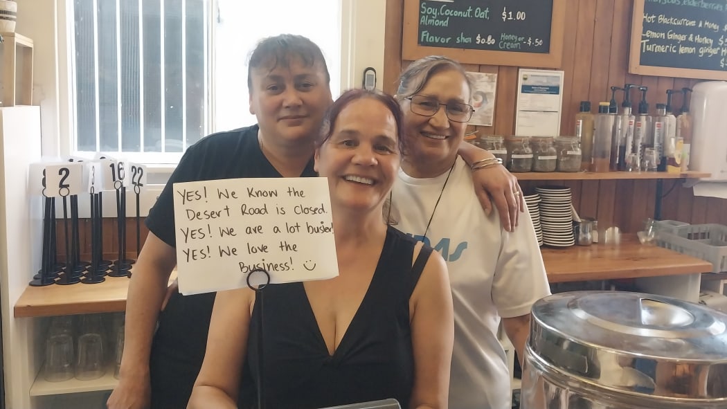 Olive Henare (left), Helen Brown, and Marie Hawira at Utopia Cafe.