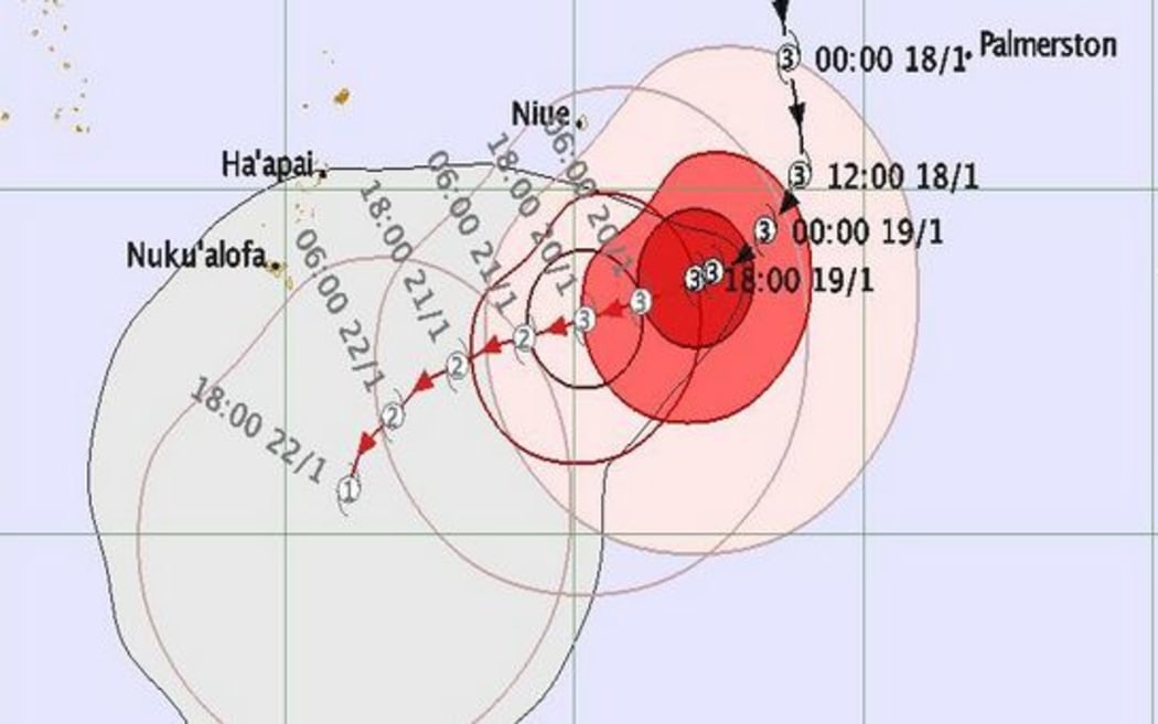 Predicted tracking map for Cyclone Victor.