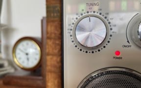 Close up of radio on shelf