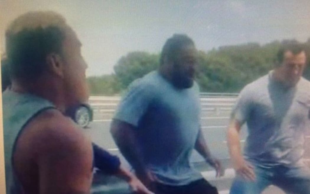 Chris Masoe, Neemia Tialata and Carl Hayman perform haka where Jerry Collins was killed.