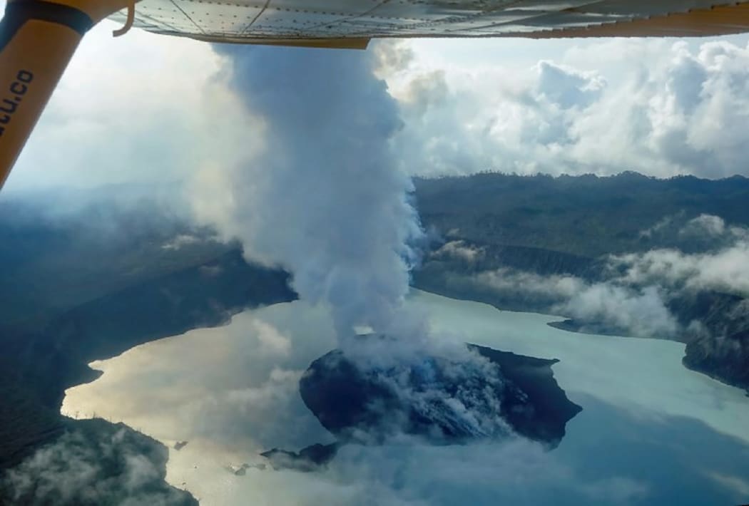 An aerial photo taken on 25 September by vulcanologist Thomas Boyer of Manaro Voui volcano.