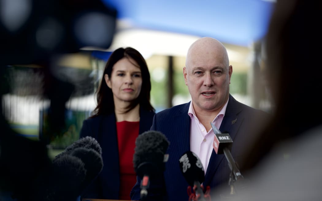 Christopher Luxon makes an education announcement at Manurewa West school