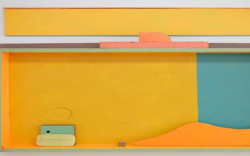 For Julia's show a year's worth of found or donated objects will be displayed within an 'architecture' of painted builder's scrap.