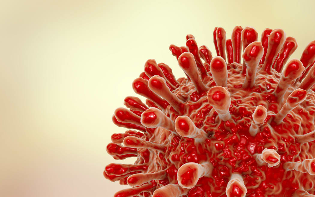 Computer illustration of a human immunodeficiency virus (HIV) particle.