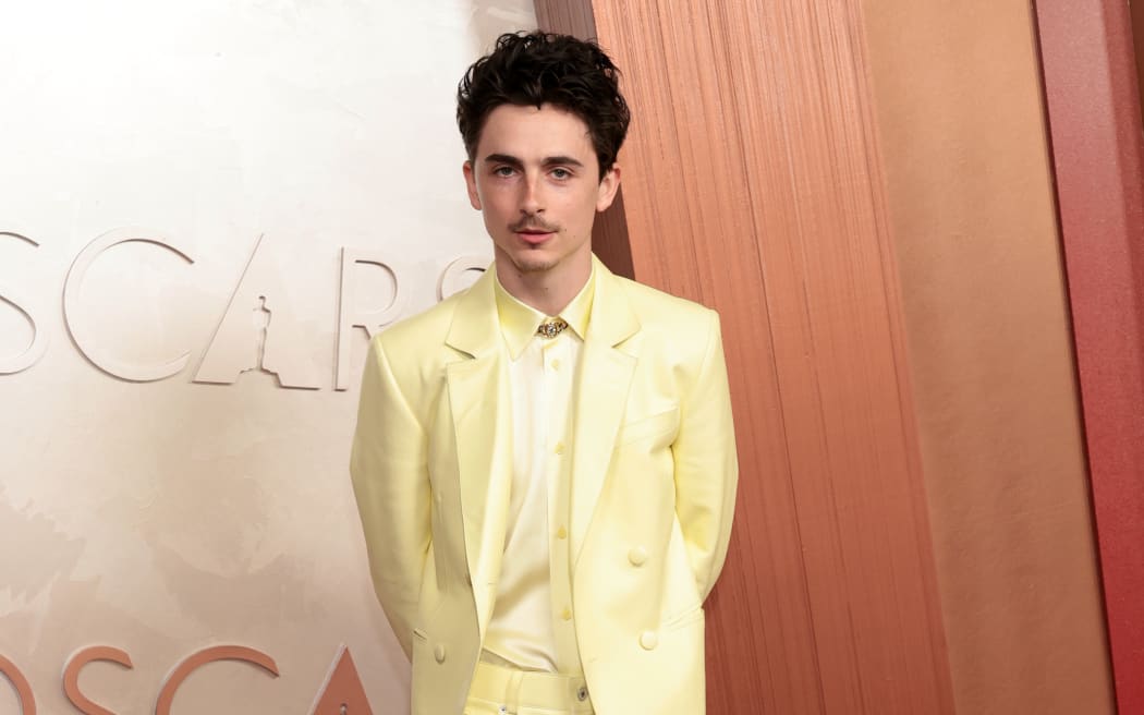 Timothee Chalamet arrives at the Oscars.