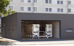 Example of a wastewater heat exchanger at a complex in Germany - providing heat to 102 community apartments for the elderly.