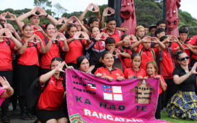 Tai tamariki from Te Wharekura o Tauranga Moana at Waitangi.