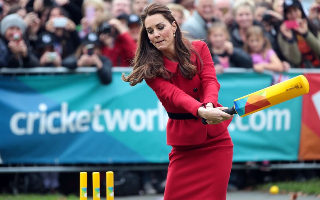 Catherine took took her turn at the crease.