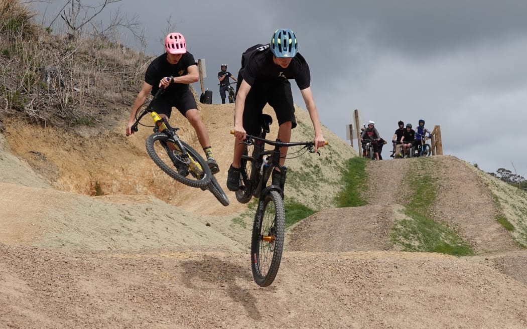 Duelling riders on Puanga Matariki, the most challenging of the park’s three jump lines.