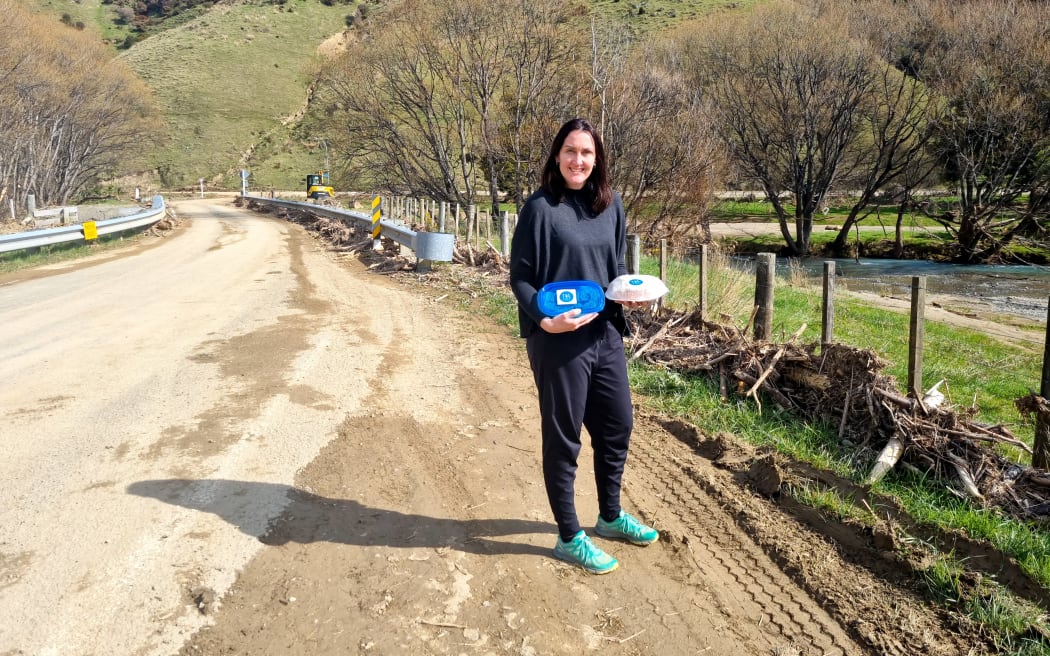 Melissa Woodhouse with some of the care packages being delivered in Cable Bay.