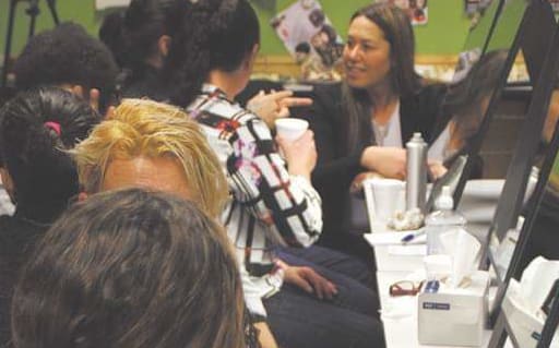 Wanganui's Carly Jane Smith with participants on the Te Korowai Aroha program.