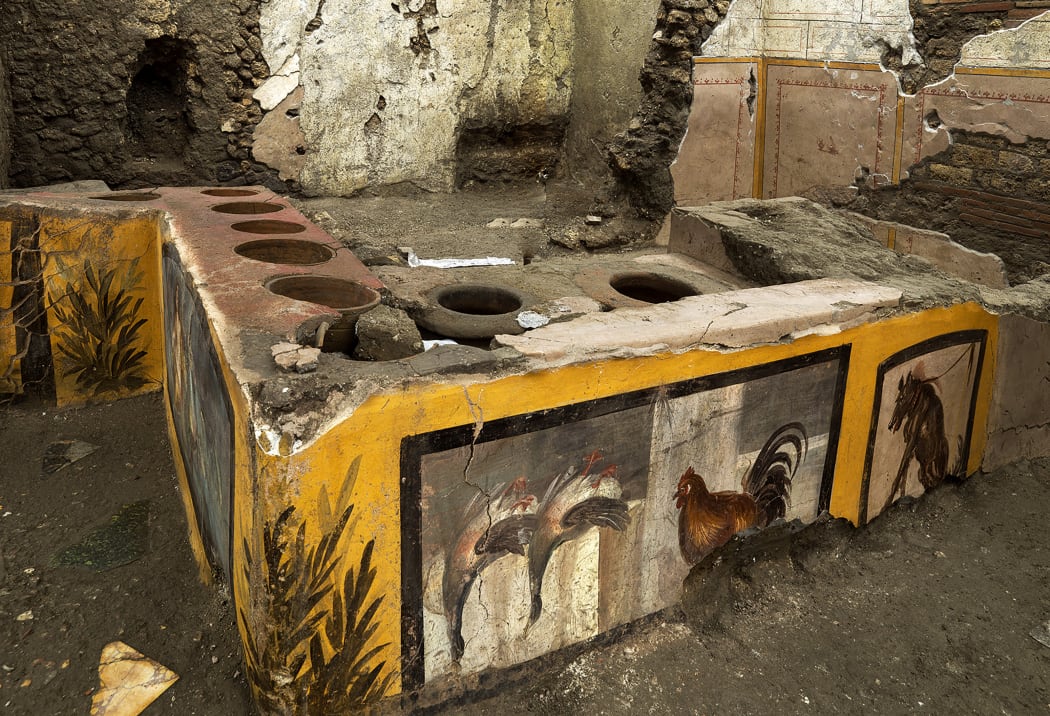 The paintings on this counter have been preserved for nearly two millennia.