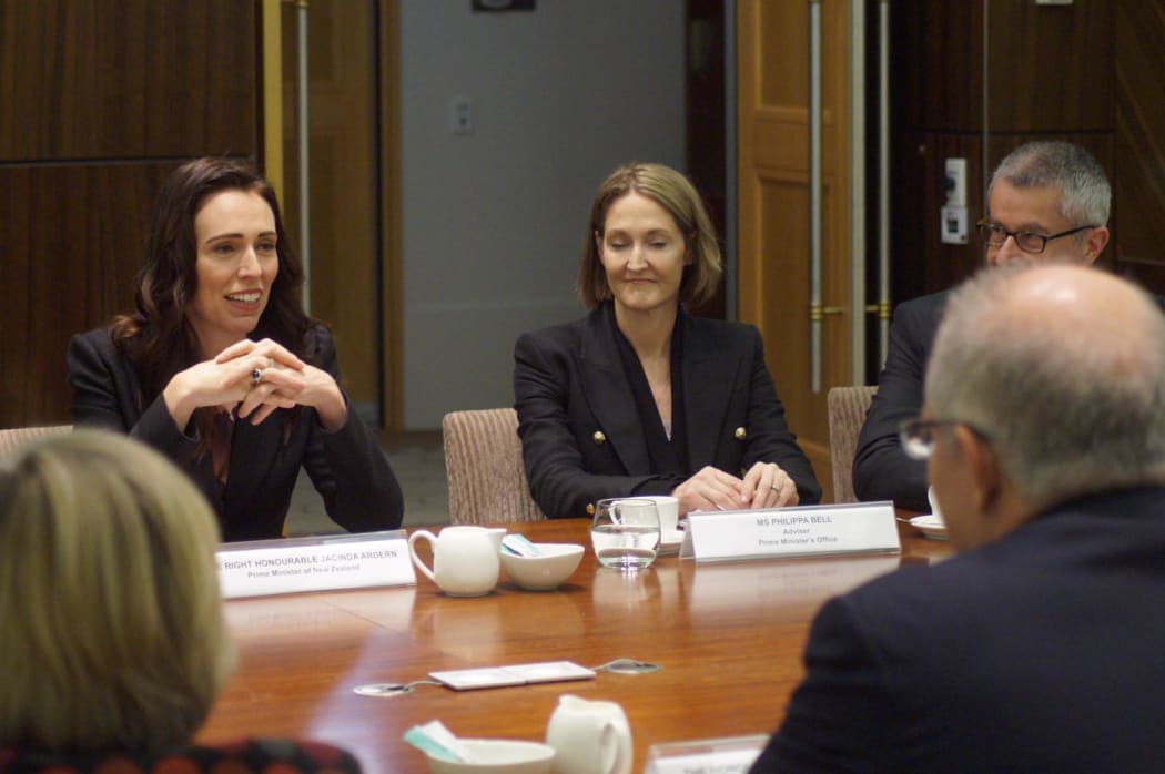 Prime Minister Jacinda Ardern in talks with Australian Prime Minister Scott Morrison.