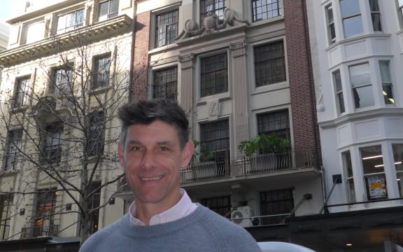 John Eady and the old Lewis Eady Building in Queen St, Auckland