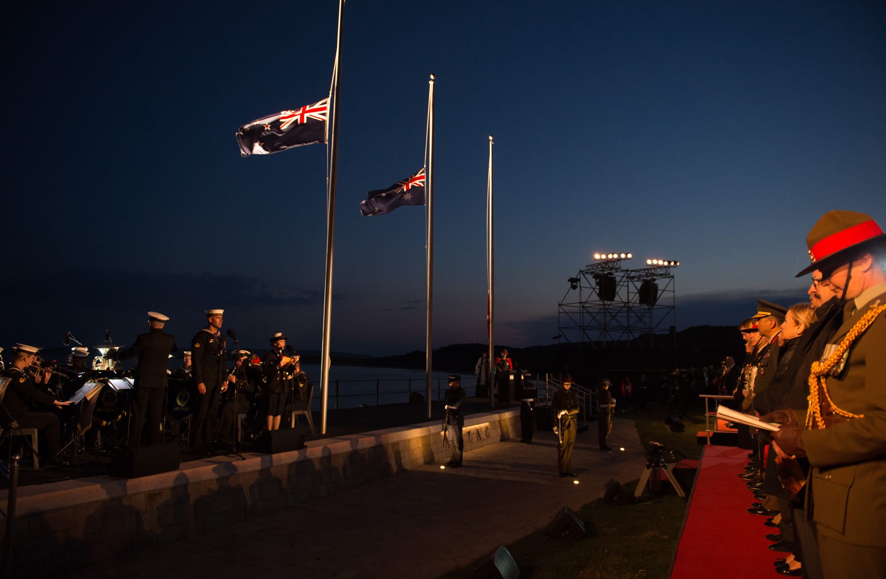 Dawn service at the ANZAC Commemorative Site in Gallipoli. 2018 marks the centenerary of New Zealanders returning to Gallipoli to pay their respects to their fallen for the first time.