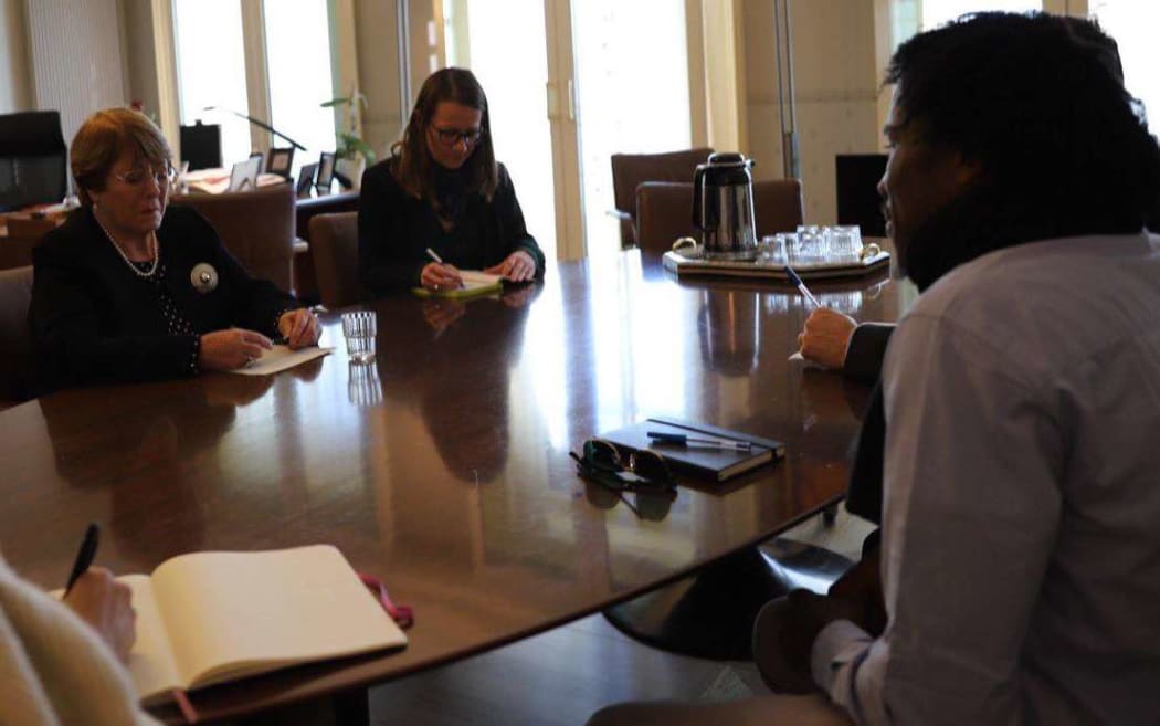 Abdul Aziz Muhamat meets Michelle Bachelet the UN High Commissioner for Human Rights.