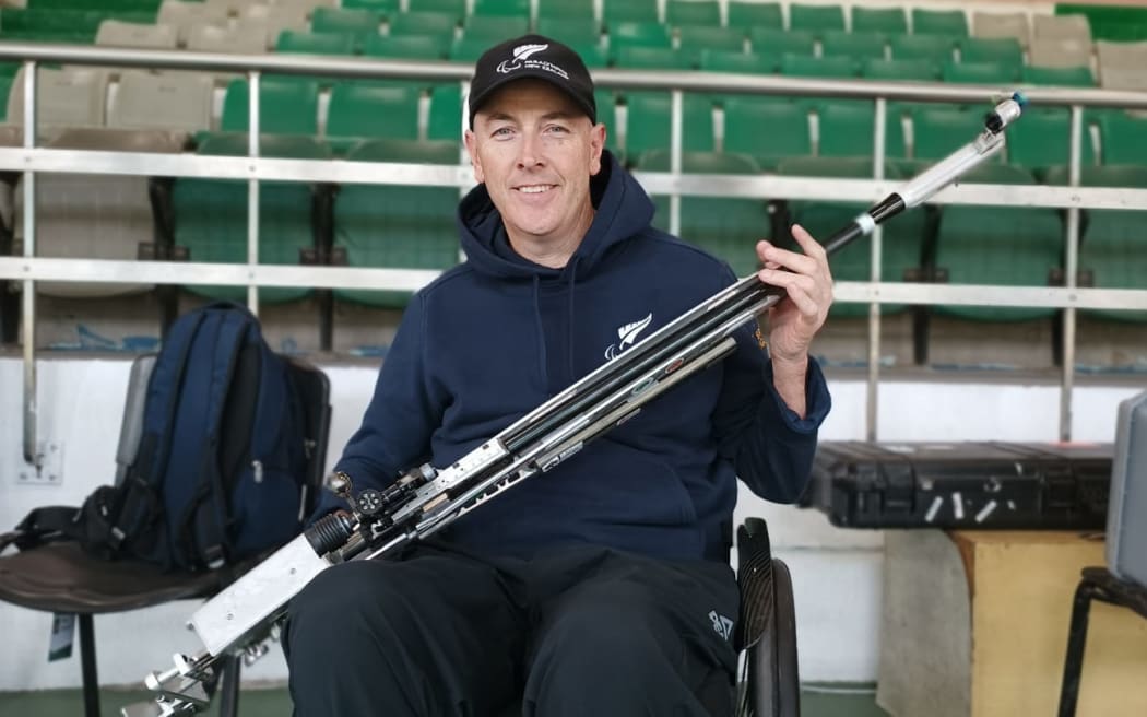 Mike Johnson at the New Dehli Para Shooting World Cup, 2024.