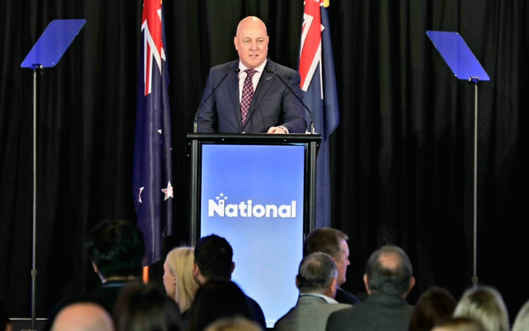 National Party leader Christopher Luxon giving his post-Budget speech at a breakfast meeting in Auckland on 20 May 2022.