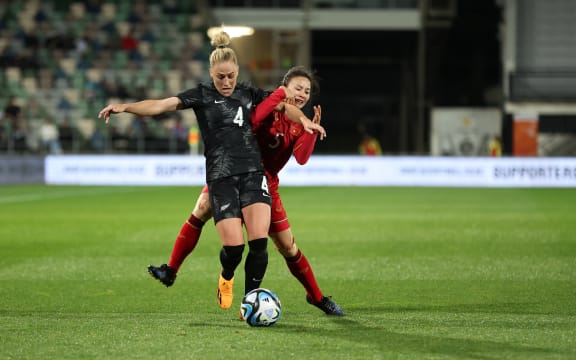 CJ Bott of Football Ferns during the international friendly match at McLean Park, Napier.