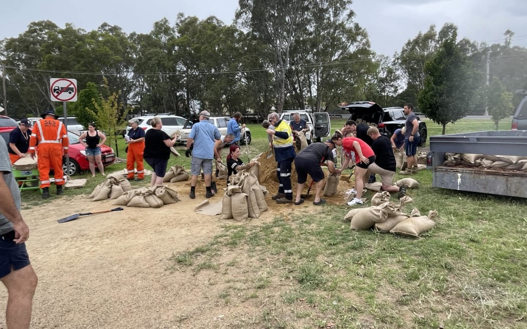 Australians in Victoria getting sandbags as heavy rain causes flooding on 8 January, 2024.