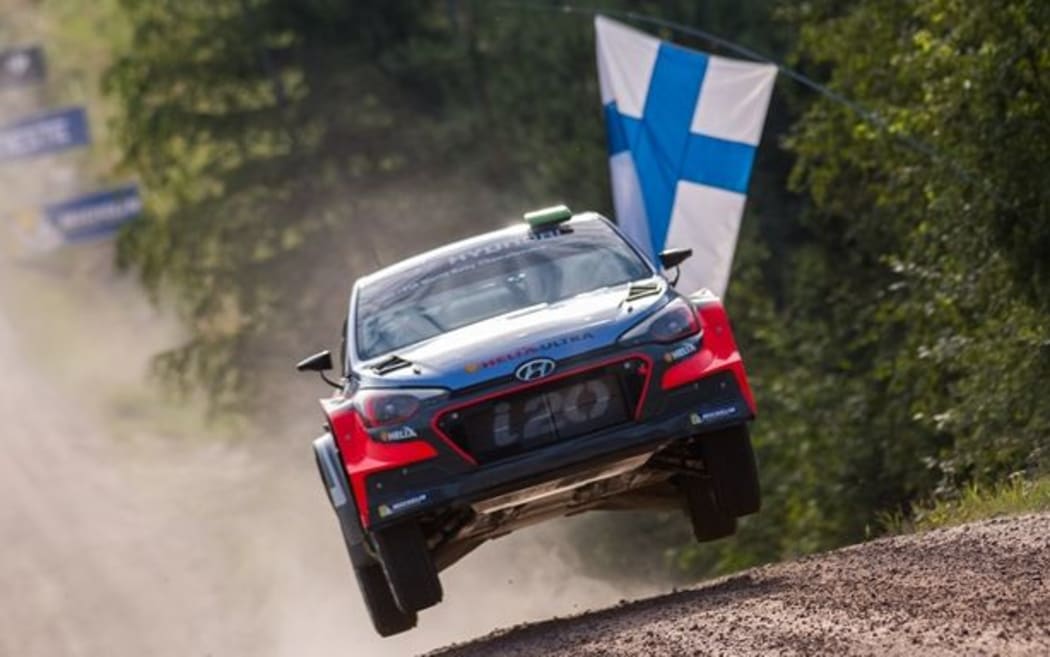 Hayden Paddon airborne in Finland.