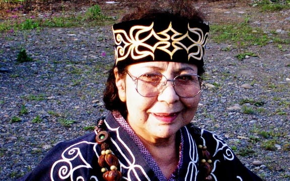 Umeko Ando in traditional ainu dress