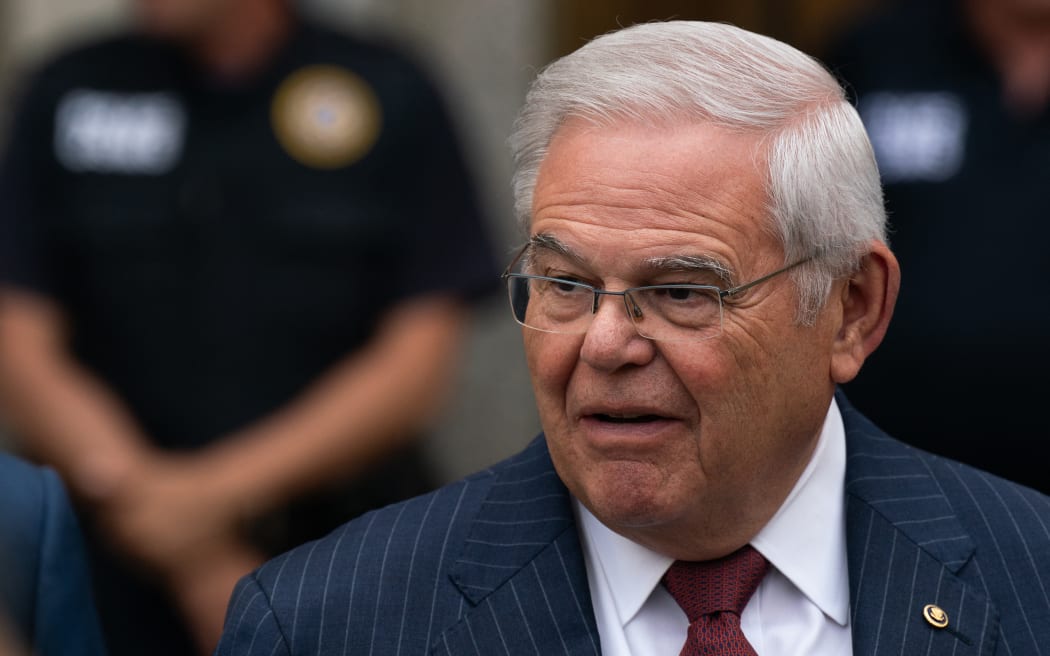 US Senator Bob Menendez leaves Manhattan federal court on 16 July 2024.
