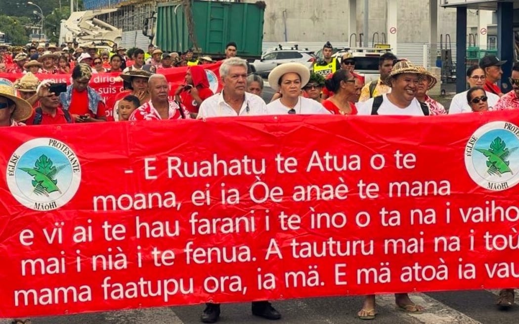 About 2,000 marched in Papeete to mark the 66th anniversary of the first nuclear test  - Photo Tahiti Nui Television