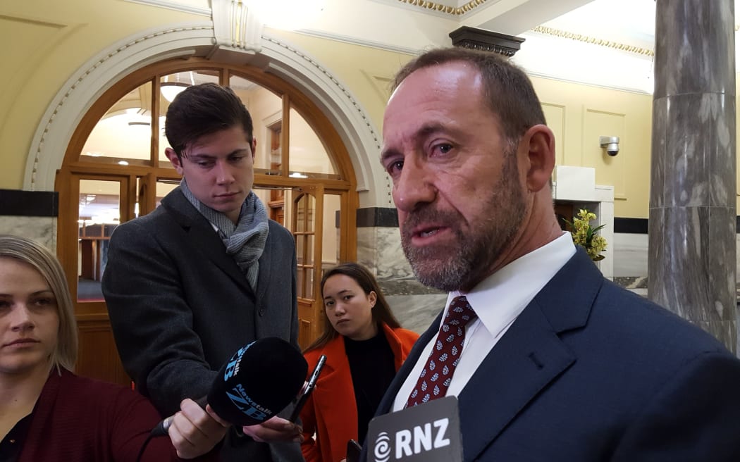Andrew Little at the press conference.