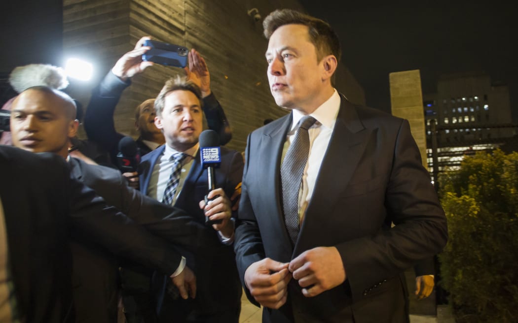 Elon Musk leaves the US District Court in Los Angeles which was hearing the defamation case.