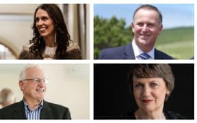 Former Prime Ministers Jacinda Ardern, John Key, Helen Clark, Jim Bolger