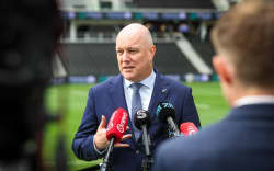 Prime Minister Christopher Luxon speaks to media from Christchurch.