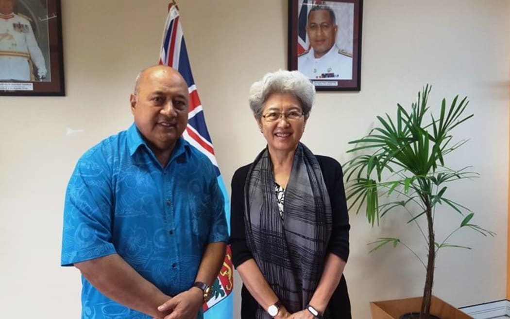 Fiji's foreign minister, Ratu Inoke Kubuabola, and the Chairperson of China's Foreign Affairs Committee of the National People's Congress, Fu Ying.
