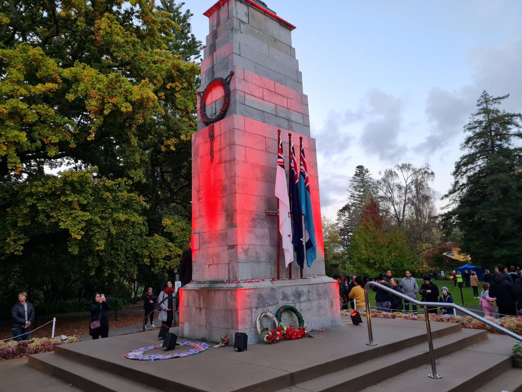 The Cenotaph in Hamilton after the dawn service.