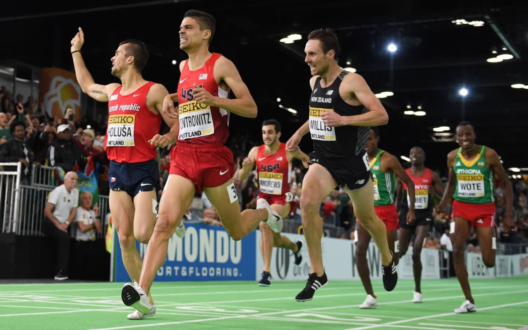 Nick Willis third at the 2016 World Indoor Athletics Champs.