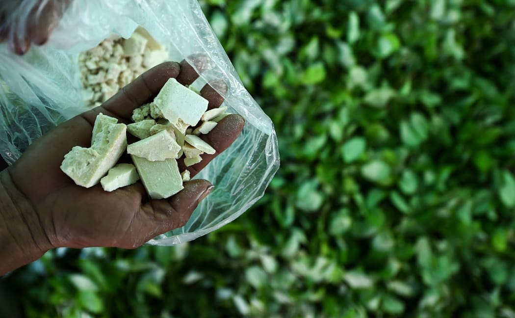 Cocaine base paste at the end of the processs to make it from coca leaves.