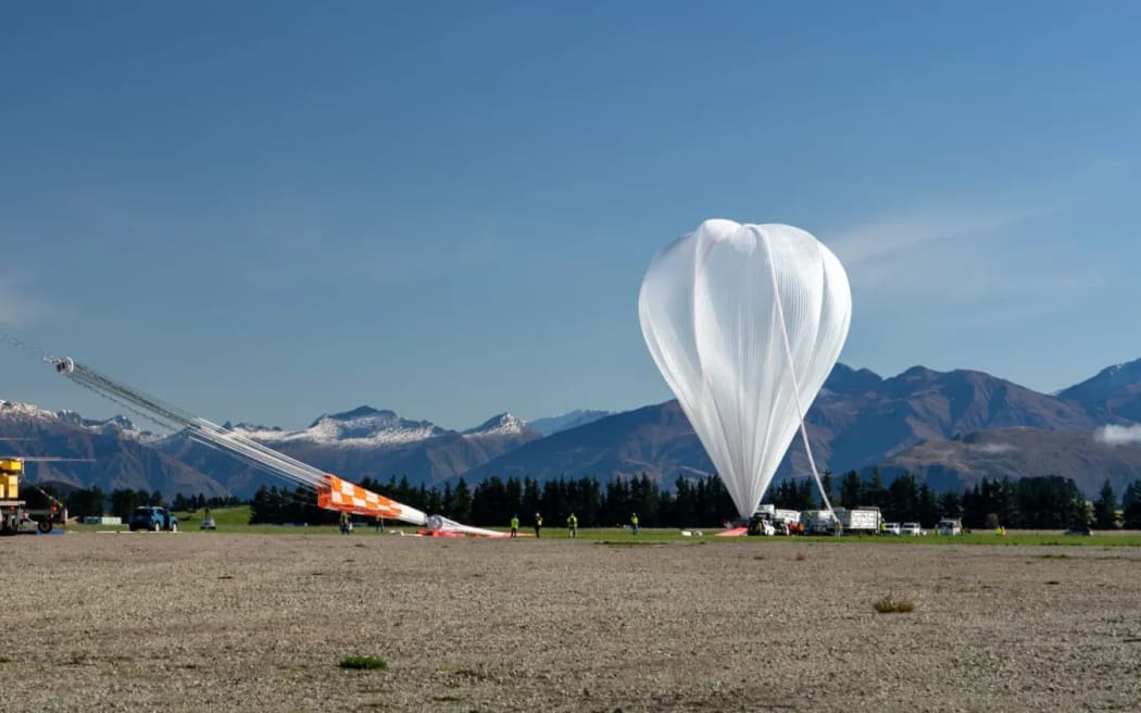 A super pressure balloon with the EUSO-2 payload is prepared for launch from Wānaka, New Zealand, during NASA’s campaign in 2023.