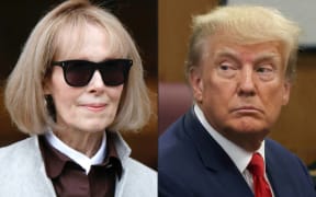 (COMBO) This combination of pictures created on May 09, 2023 shows
Writer E. Jean Carroll at the Manhattan Federal Court in New York on April 25, 2023 and former US president Donald Trump at the Manhattan Criminal Court in New York on April 4, 2023.. A New York jury ruled May 9, 2023 that Donald Trump was liable for the sexual abuse of an American former magazine columnist in the mid-1990s, multiple US media reported. (Photo by Kena Betancur and Andrew KELLY / various sources / AFP)