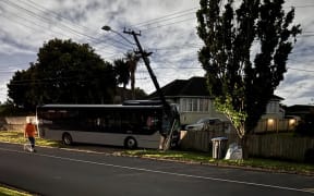A power pole has been snapped in a crash in Onehunga.
