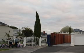Flowers outside Al Masjid al Jamie in Ponsonby