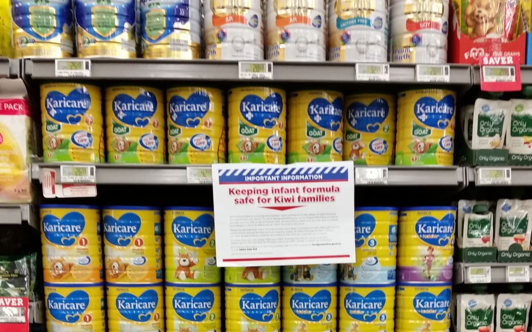 Infant formula milk on display in Thorndon New World, Wellington.