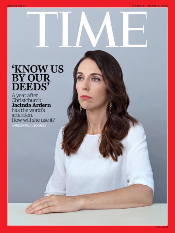 Jacinda Ardern features on the cover of the  2 March issue of TIME magazine.