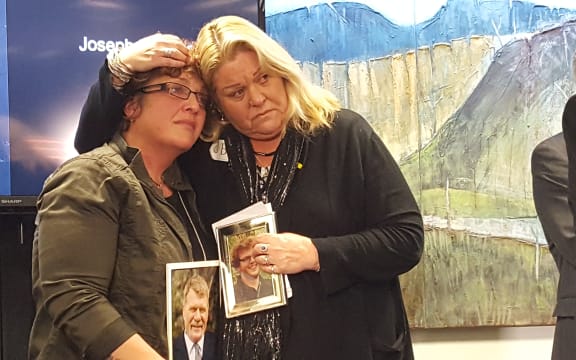 Anna Osborne, left, and Sonya Rockhouse were among family members at the signing of today's agreement