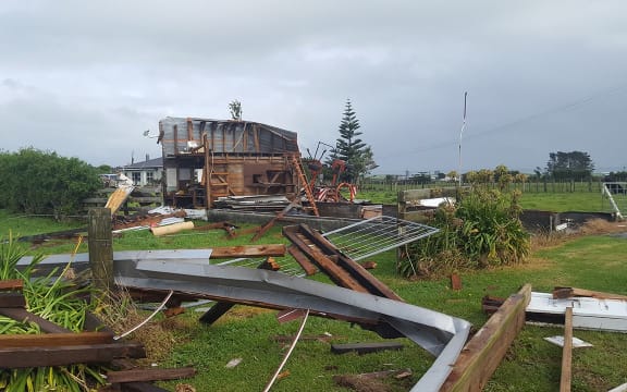 Damage left after the tornado swept through Rahotū.