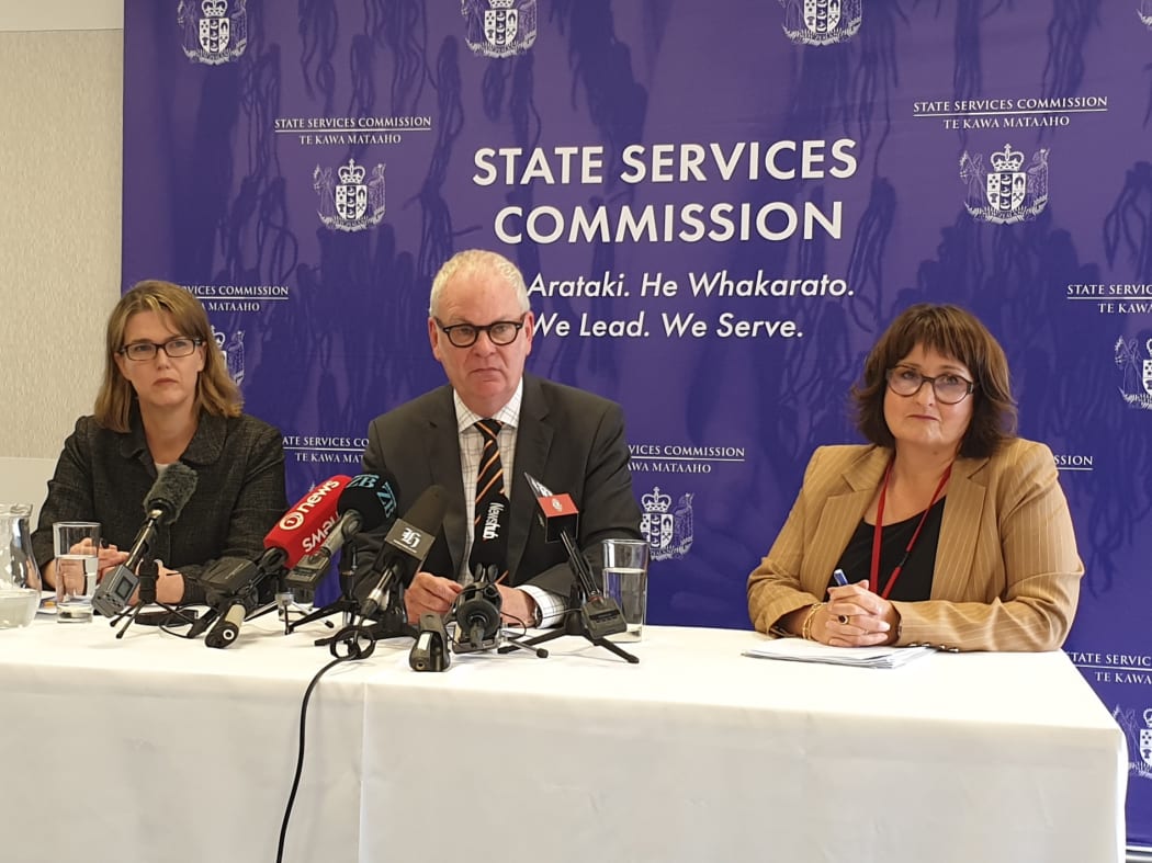 From left, Treasury Secretary Dr Caralee McLiesh, State Services Commissioner Peter Hughes and investigation leader Jenn Bestwick.